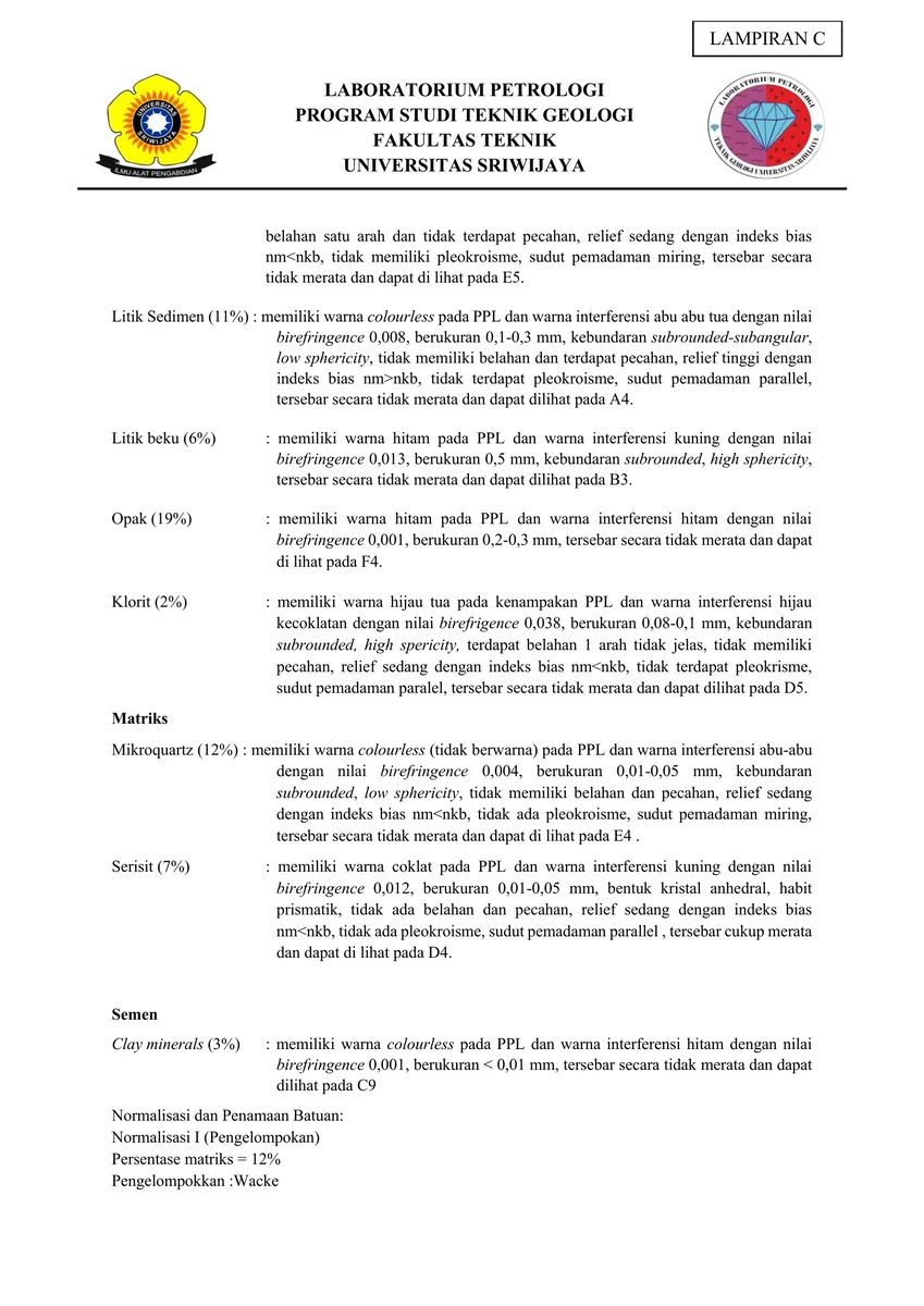 Petrography — Sheet 18