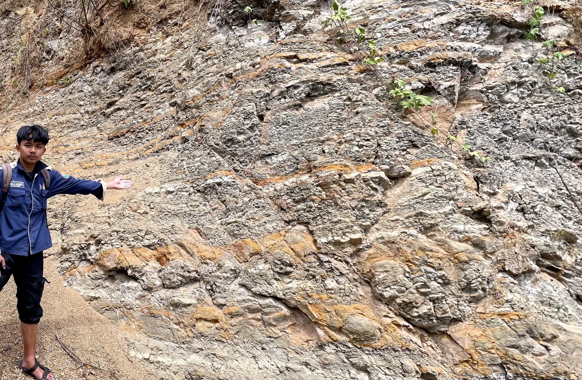 Person-scale view of deformed interbeds
