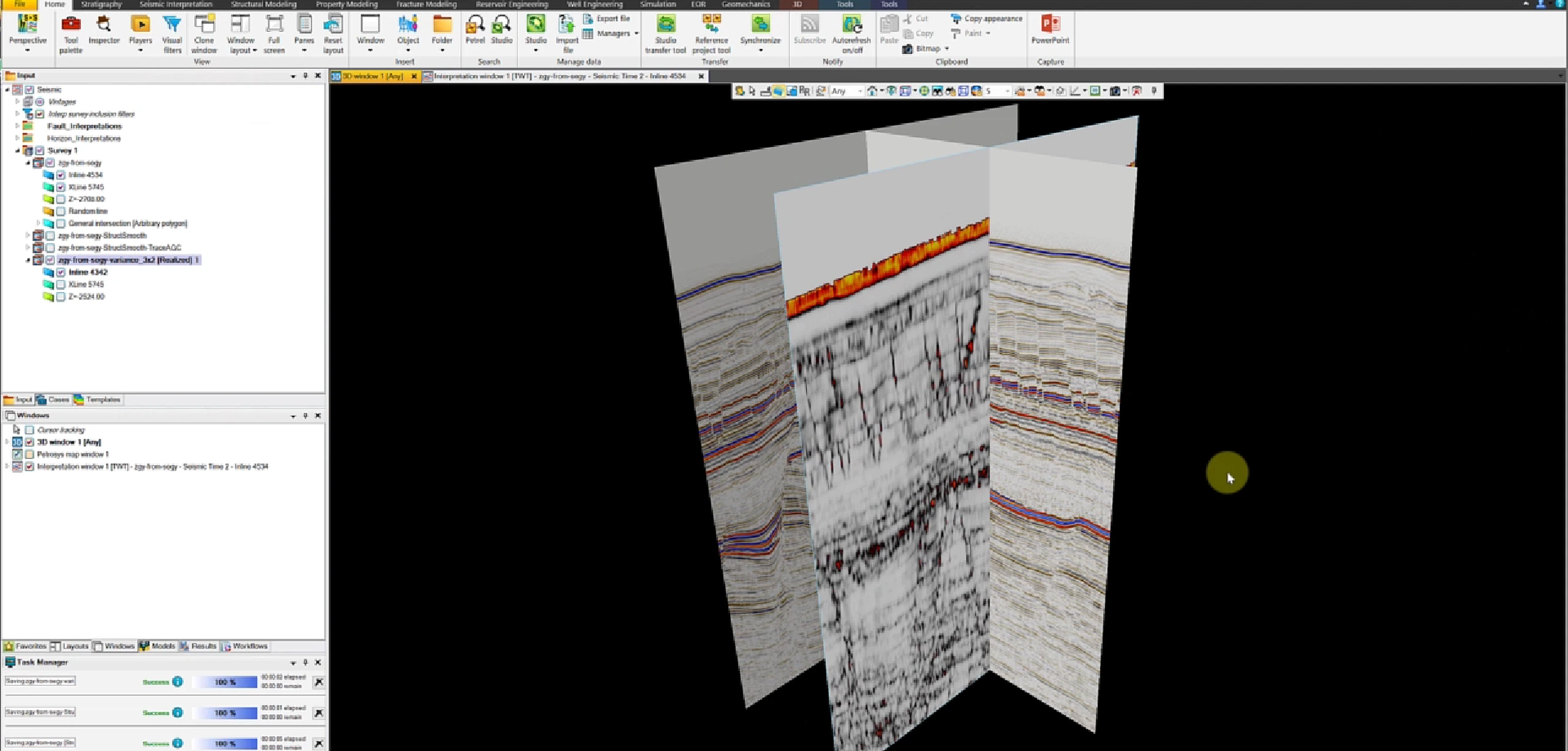 Orthogonal seismic panels for crossline consistency review