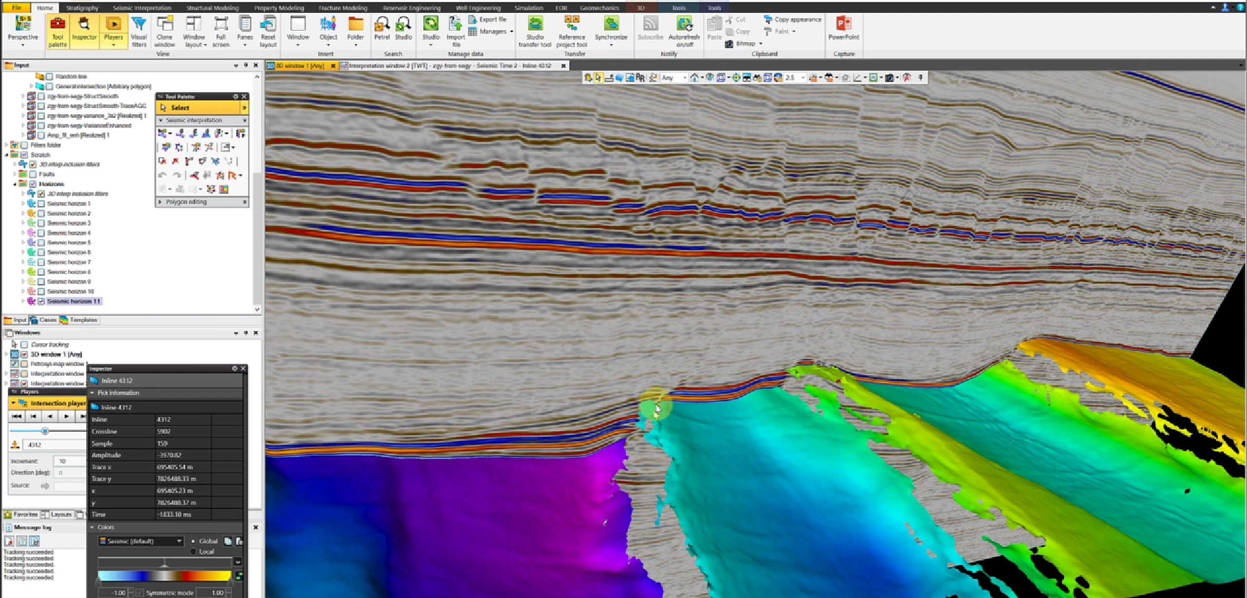 Seismic-to-surface relationship in a 3D intersection