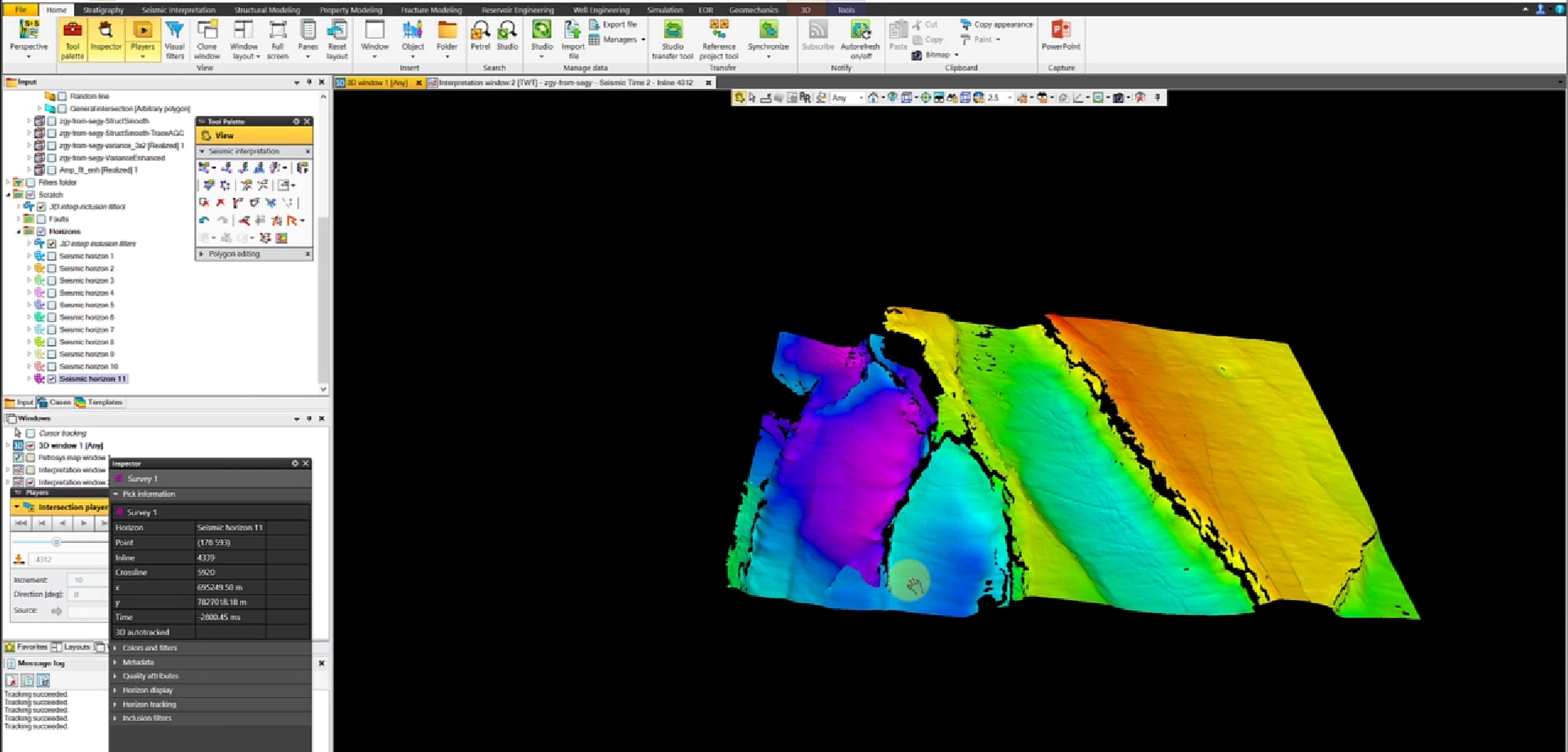 Time-structure surface visualisation