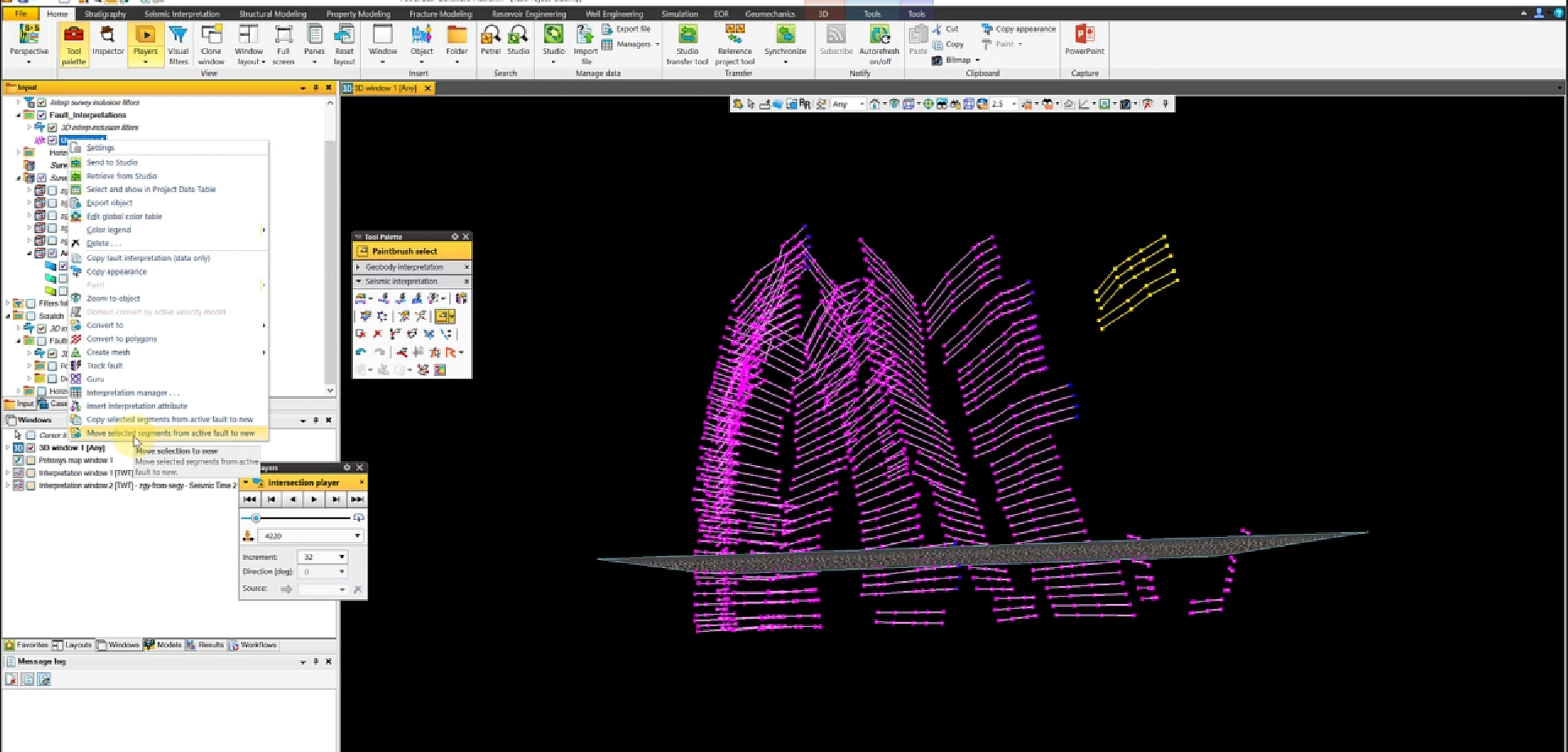 Fault-stick subset isolated for structural review