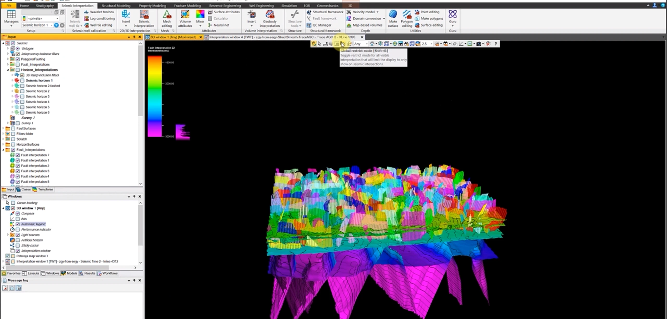 Grid-based structural framework above interpreted faults