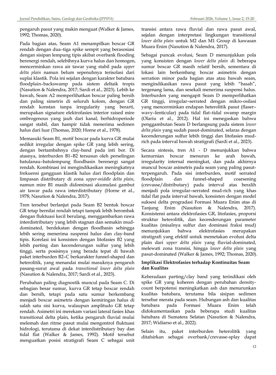 Vertical depositional succession and environmental interpretation