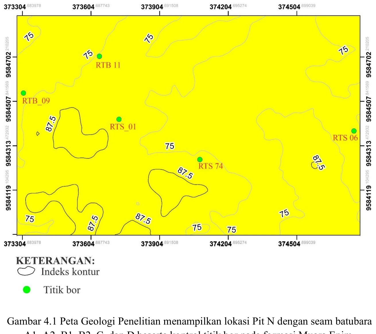 Research-area geological map and Pit N drillhole control