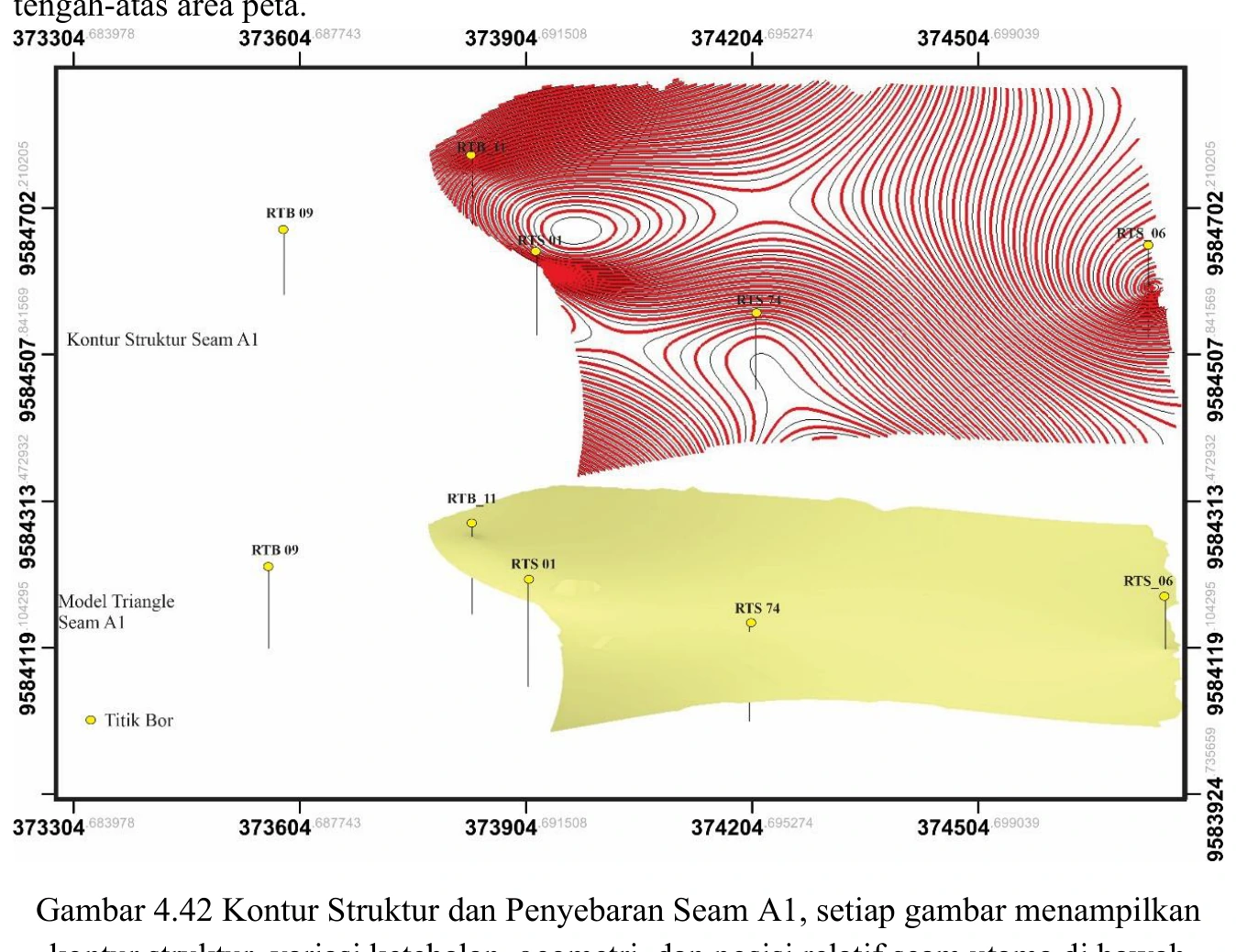 Structure contour and distribution — Seam A1